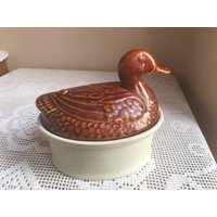 Portugal Enten Pate Schale, Keramik Tureen von TheVintageTeaShoppe