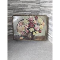 Vintage Rechteckige Blumendose, Schöne Dose Mit Blumen von TheVintageTeaShoppe