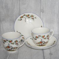 W.h. Grindley Teacup Und Saucer Mit Orangefarbenem Baummuster. Vintage-Becher Untertasse. Wohndekoration. Made in England, The Sevilla Pattern von TheVintageTeaShoppe