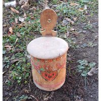 Alte Hölzerne Wand Box/Wandbehang Storage Runde Holz Dose Mit Deckel Primitive Wand-Dekor Handgefertigte Wand-Dekor von TheVintageTime