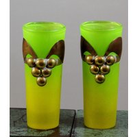 Matt Blenko Style Glas Grüne Und Gelbe Weinprobe Schnapsgläser von TheVintageVaultLLC