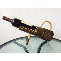 Hölzerne Flasche Halter Bambus Weinregal Aus Holz Stehen Whisky Rack Display Bar Dekor Rustikale Einrichtung Geschenk von TheVintagesTreasures