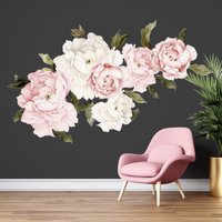 Peel&stick Pfingstrose Blumenstrauß Blumen 20 Stück Zart Rosa Pfingstrosen Und Blätter Abnehmbare Selbstklebende Wandtattoo Set von TheWallsArt