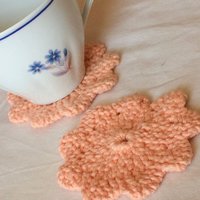 Untersetzer, 4Er Set Orange Gestrickte Untersetzer Aus Baumwolle Gestrickt von TheWanderersKnittery