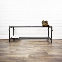 Industrielle Zweistufige Schuhregallagerung Aus Rohem Stahlrohr - Rustikale Vintage-Stil Möbel von TheWesEmporium