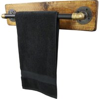 Industrieller Rohstahl & Messing Handtuchhalter Mit Holzfuß - Vintage Look | Rustikaler Stil Pfeifenbeschläge von TheWesEmporium