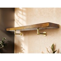Massivholz Regal Mit Halterungen | Handgefertigtes Gerüstbrett Aus Altholz Massivem Messing Ellenbogen Rohrschellen Bücherregal, Küchenregal von TheWesEmporium