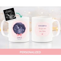 Sonogram Tasse Oma Geschenk Ultraschall Baby Ankündigung Schwangerschaft Kaffeetasse Neue Enthüllung Großmutter Schwangerschaftsgeschenk von TheWhimsyMaker