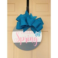12" Holz Türschild Hello Spring Willkommen Frühling Türaufhänger von TheWholeSignYards