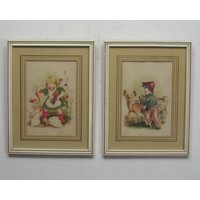 2 Antike Gerahmte Drucke - Lambert Children Prints Kinderkunst Wandkunst 1950Er Jahre von TheWillieS