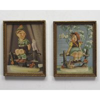 Ein Paar Gerahmte Vintage Drucke - Hummel Kinderkunst Wandkunst von TheWillieS