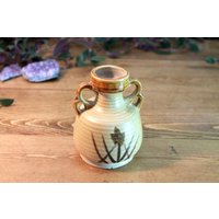 Vintage Rustikale Vase Braun Und Creme Mit Griffen - Retro Dekor Cottage Farmhouse Natur Neutral Einzigartige Griffe Geschenkarbeit 4, 5" von TheWitchsCottageShop