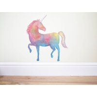 Regenbogen Einhorn, Pastell Mädchen Schlafzimmer Dekor, Einhorn Aufkleber, Wandtattoo, Kunst, Pferd Dekor Regenbogen Einhorn, Pastell Mädchen Schlafzimmer Dekor, Einhorn Aufkleber, Wandtattoo, Kunst, Pferd Dekor von TheWoodlandHaven