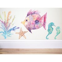 Regenbogen Fisch, Fisch Wandtattoo, Meer, Deko, Kinderzimmer, Meer Regenbogen Fisch, Fisch Wandtattoo, Meer, Deko, Kinderzimmer, Meer von TheWoodlandHaven