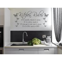 Kitchen Rules Wandtattoo Schmetterling Zitat, Modernes Vinyl-Transferpapier Kitchen Rules Wandtattoo Schmetterling Zitat, Modernes Vinyl-Transferpapier von TheWorldOfWallArt