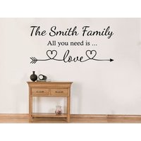 Personalisierter "All You Need Is Love" Wandsticker, Vinyl Aufkleber, Moderner Transfer Personalisierter "All You Need Is Love" Wandsticker, Vinyl Aufkleber, Moderner Transfer von TheWorldOfWallArt