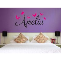 Personalisierter Name Mit Schmetterlingen Wandkunst Sticker, Vinyl Aufkleber, Moderner Transfer Personalisierter Name Mit Schmetterlingen Wandkunst Sticker, Vinyl Aufkleber, Moderner Transfer von TheWorldOfWallArt