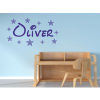 Personalisierter Name Mit Sternen Wandbild Aufkleber, Vinyl Moderner Transfer Personalisierter Name Mit Sternen Wandbild Aufkleber, Vinyl Moderner Transfer von TheWorldOfWallArt