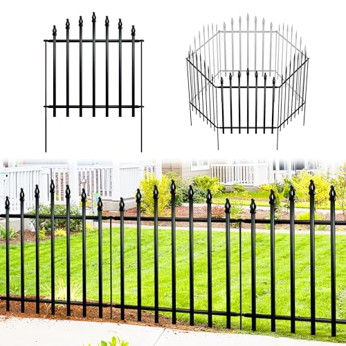 Gartenzaun aus Metall, rostfreies Eisen, Tierbarriere für Hunde, Landschaftsgrenze, modernes Design und einfache Installation (Schwarz, 66 cm H * 61 cm W(5 Panel)) von Thealyn