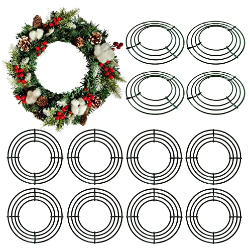 Thealyn 12 Stück 20 cm Metall Kranz Rahmen Draht Kranz Ringe für Weihnachten Neujahr Party Home Decor Crafts Supplies (Grün) von Thealyn