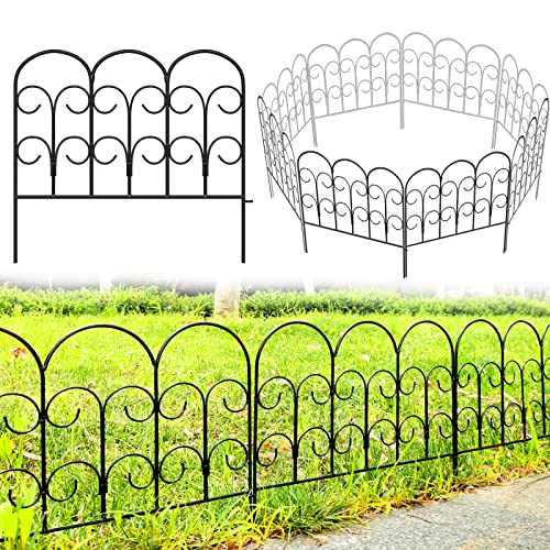 Thealyn 40cm (H) x 2.35m (L) Dekorative Metall Gartenzaun Panel Set Outdoor Patio elegante Landschaft Fechten Rostfrei Schmiedeeisen Gartenzaun Einfassung Blumenbeet, Tier Barriere Grenze von Thealyn