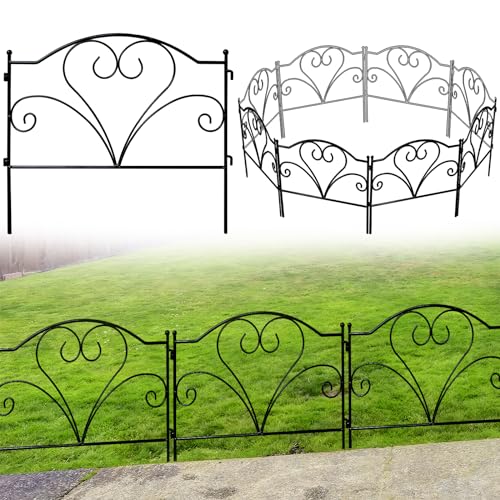Thealyn Dekorative Gartenzaun 45 cm H x 50 cm B (5 Panels, Gesamtlänge 2,5 m) No Dig Fence Rostfrei Metall Grenze Zaun für Hof Landschaft, Terrasse, Rasen, Blumenbeet von Thealyn
