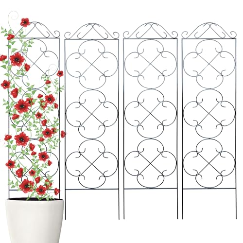 Thealyn Garten Rankgitter Set (4er), Metall Pflanzenklettermatte – 123 cm H x 31 cm B, für Topfpflanzen, Kletterpflanzen, Efeu & Clematis, Ideal für Innen & Außen, Schwarz von Thealyn