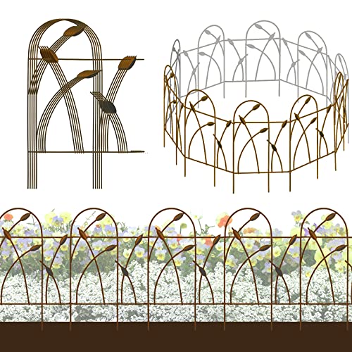 Thealyn Metall dekorative Gartenzaun Grenze, 81 cm x 4.87m, rostfrei Schmiedeeisen Landschaft Zaun für Blumenbeet, Bäume, Tier Barriere (Bronze) von Thealyn