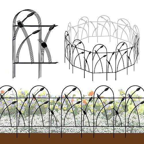 Thealyn Metall dekorative Gartenzaun Grenze, 81 cm x 4.87m, rostfrei Schmiedeeisen Landschaft Zaun für Blumenbeet, Bäume, Tier Barriere von Thealyn