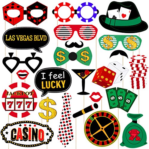 24 Stück Casino Photo Booth Requisiten mit Stick, Las Vegas Casino Photo Booth Requisiten Kit, lustiges DIY Poker Thema Selfie Requisiten Kit für Las Vegas Thema Poker Nacht Geburtstag Party Supplies 24 Stück Casino Photo Booth Requisiten mit Stick, Las Vegas Casino Photo Booth Requisiten Kit, lustiges DIY Poker Thema Selfie Requisiten Kit für Las Vegas Thema Poker Nacht Geburtstag Party Supplies von Theaque