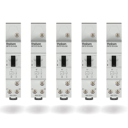 5x Theben 3120120 OKTO S12-230 Stromstoßschalter I Stromstoßrelais I 230V I Elektromechanisch I DIN-Schiene I Hutschiene I 1 Schließer I LED BIS 200W I Lichtsteuerung von Theben