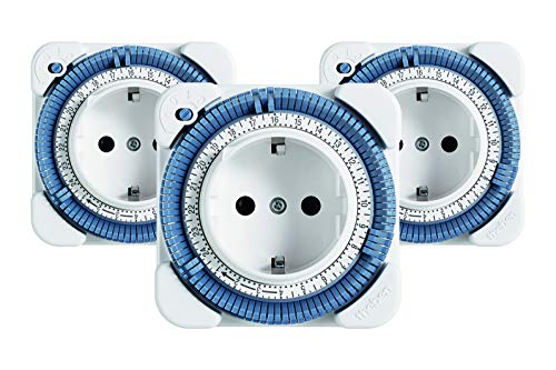 Theben 0260030 theben-Timer 26 - analoge Zeitschaltuhr, Steckdosen-Schaltuhr, Zeitprogrammstecker, weiß, bis zu 400 W LED Schaltleistung, (3er Pack theben-Timer 26) von Theben