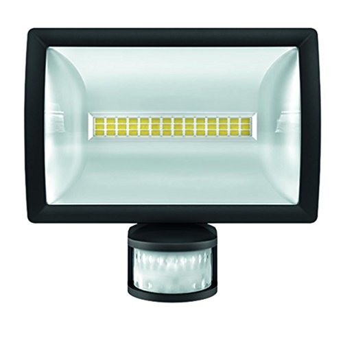 Theben 1020914-20 Watt LED Aussenstrahler mit Bewegungssensor für Wandmontage, Erfassungsbereich 180°, max. 12 m, (theLeda E20 BK) schwarz von Theben