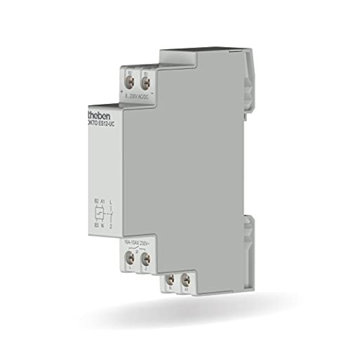 Theben 3120131 OKTO ES12-UC Elektronischer Stromstoßschalter I 1 Schließer I Potenzialfreier Multispannungseingang 8V - 230V I DIN-Schiene I LED BIS 600W von Theben