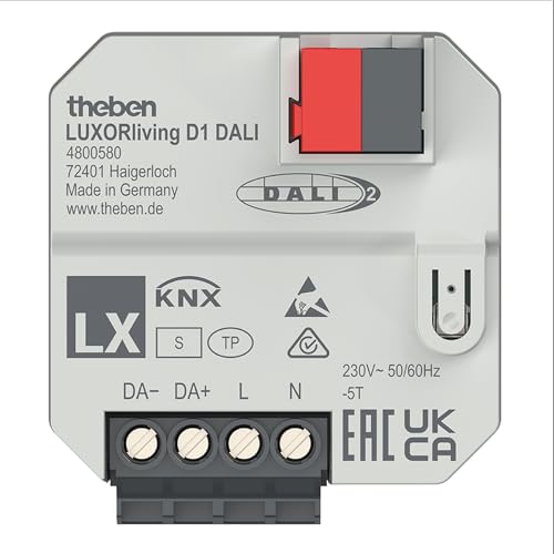 Theben 4800580 I LUXORliving D1 DALI I 1-fach DALI TP Aktor I DALI-2 zertifiziert I Unterputz I Schnittstelle DALI-/KNX Bus-System I Für KNX Smart Home-System LUXORliving von Theben