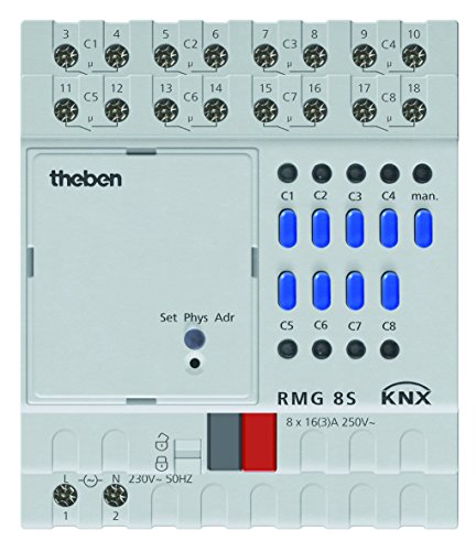 Theben 4930220 RMG 8 S KNX 8-fach Schaltaktor Grundmodul der MIX2 Serie I 8 Kanäle I DIN-Schiene I Hutschiene I 4 TE von Theben