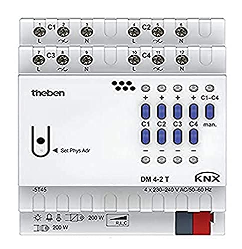 Theben 4940280 DM 4-2 T KNX 4-fach Universal-Dimmaktor FIX 1 mit Dimmbereich 0-100%, Vorschaltgerät von Theben