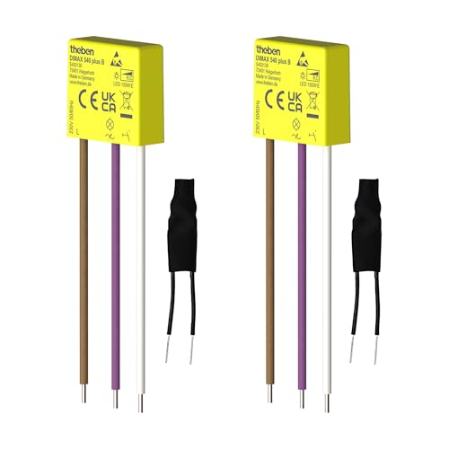 Theben 5400130 DIMAX 540 plus B - Mini Unterputz-Dimmer I benötigt keinen Neutralleiter I 100 m Kabellänge I Memory Funktion (Standard inkl. Kompensationsmodul, 2 St.) von Theben