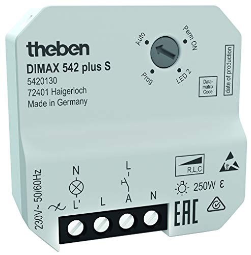 Theben 5420130 DIMAX 542 plus S I Unterputz I Universaldimmer I mit automatischer Lasterkennung I Dimmschalter I Dimmer I Dimmen und Schalten von LEDs I 230 V von Theben