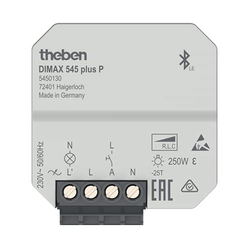 Theben 5450130 DIMAX 545 plus P I Universaldimmer I Universaldimmer mit automatischer Lasterkennung I Dimmschalter I Dimmer I App-Bedienung I linear und flackerfrei Theben 5450130 DIMAX 545 plus P I Universaldimmer I Universaldimmer mit automatischer Lasterkennung I Dimmschalter I Dimmer I App-Bedienung I linear und flackerfrei von Theben