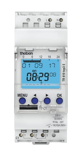 Theben 6100087 - TR 610 top3 E - Digitale Zeitschaltuhr - 1-Kanal - DIN-Schiene - 2 Module - Reimport-Version ohne Deutschen Support Theben 6100087 - TR 610 top3 E - Digitale Zeitschaltuhr - 1-Kanal - DIN-Schiene - 2 Module - Reimport-Version ohne Deutschen Support von Theben