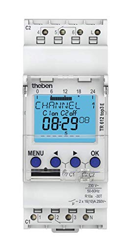 Theben 6120087 TR 612 top3 E I Digitale Zeitschaltuhr I 2 Kanal I Reimport-Version ohne Deutschen Support von Theben