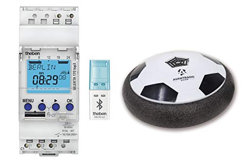Theben Set SELEKTA 170 top3, Bluetooth Empfänger Obelisk und Avantrado Hoverball - Set 3-teilig, Digitale 1-Kanal Astro-Zeitschaltuhr mit App-Programmierung, perfekt für LEDs, Zeitschalter von Theben