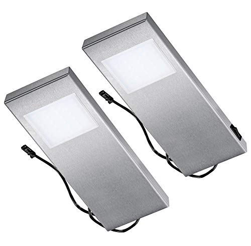 Thebo LED 91 Tadeo 3 in EDELSTAHL - SET 2 inkl. Leuchte mit Hauptschalter/Unterbauleuchten/Oberschrankleuchten von Thebo