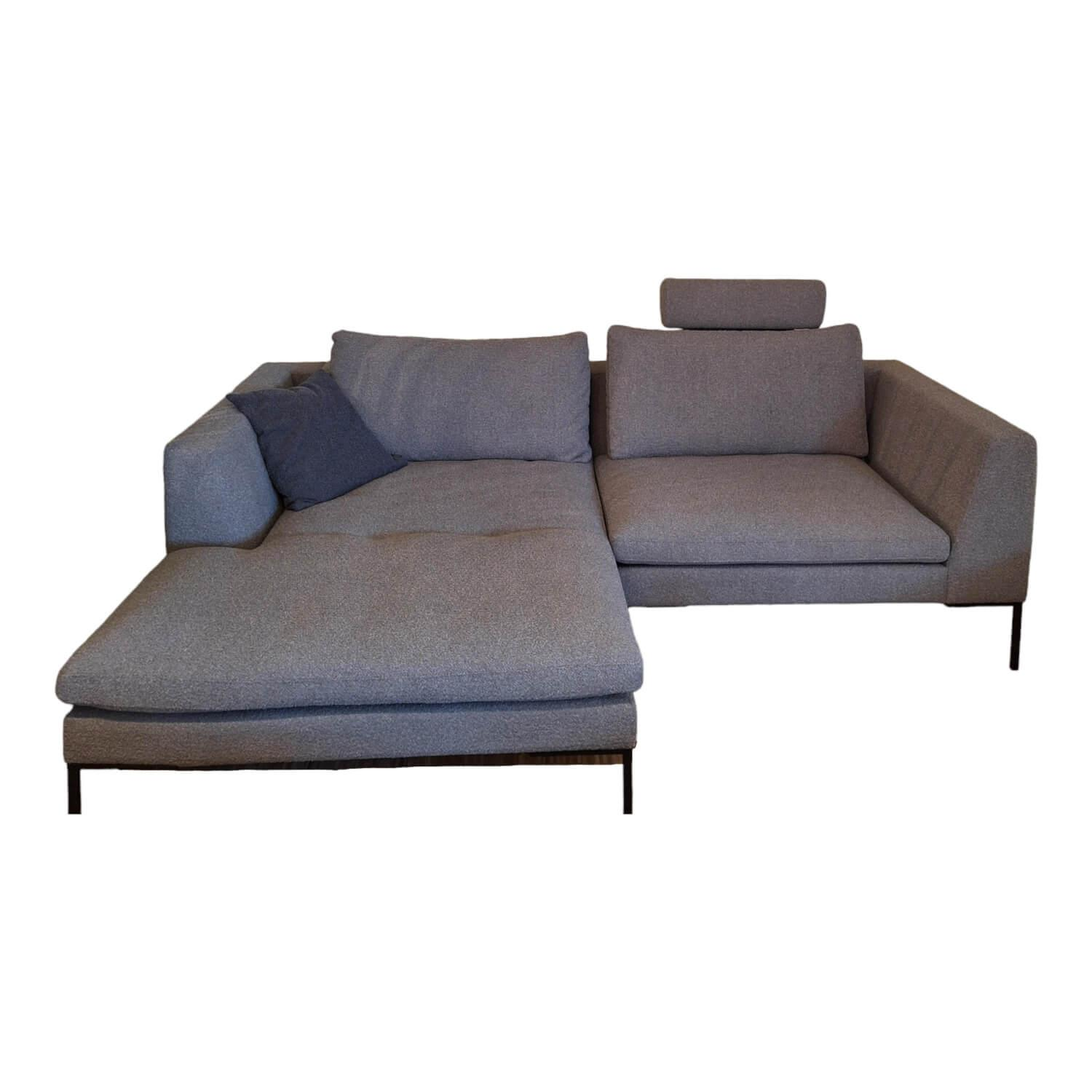 Ecksofa Loano Bezug Stoff Bormio Soft Grey Grau Metallfüße Schwarz Inklusive Nac... von Theca