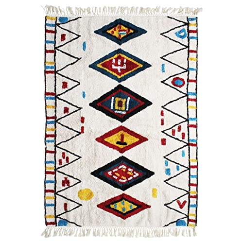 Berbere Color - Teppich Wohnzimmer, Schlafzimmer, Berber Teppich 100% Baumwolle, Tribal Muster 160 x 230 cm weiß. von Thedecofactory