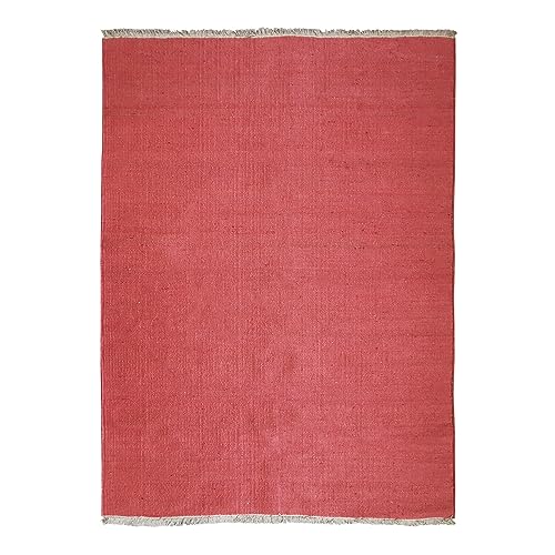 THE DECO FACTORY Essence Teppich aus Jute und Baumwolle, mit Fransen, Terra Cotta, 160 x 230 cm von Thedecofactory