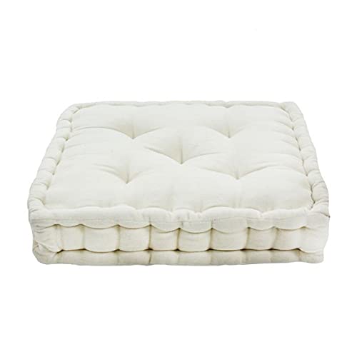 Thedecofactory Arthur Sitzsack Boxspringbett, Velours, Baumwolle, Ecru, 40 x 40 x 8 cm von Thedecofactory