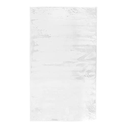 thedecofactory Teppich 60 x 100 PES Mikrofaser Flanell, Polyester, Weiß, 100 x 60 x 1,5 cm von Thedecofactory