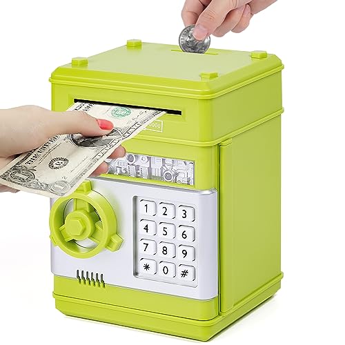 Thedttoy Elektronische Spardose Safe Kinder Tresor Digitale ATM Sparschwein, Spardose Number Bank Große Geldautomat mit Code, Weihnachts Geburtstags Geschenke für 3-12 Jahren Mädchen Jungen (Grün) Thedttoy Elektronische Spardose Safe Kinder Tresor Digitale ATM Sparschwein, Spardose Number Bank Große Geldautomat mit Code, Weihnachts Geburtstags Geschenke für 3-12 Jahren Mädchen Jungen (Grün) von Thedttoy